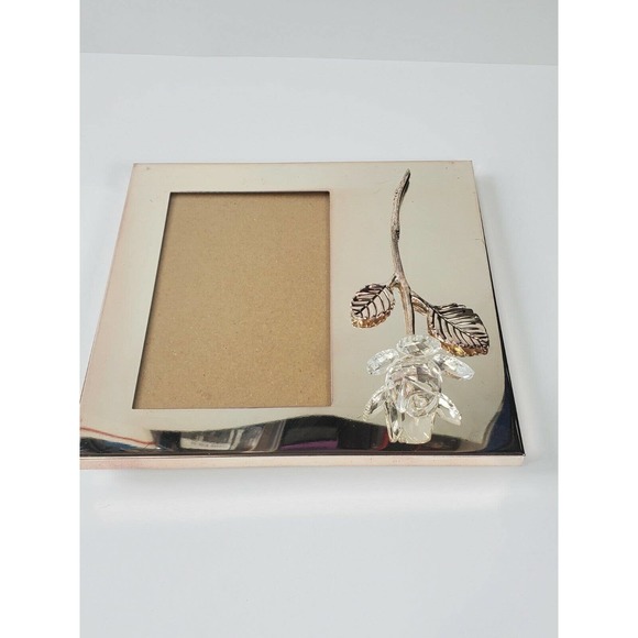 silver mirrored picture frame crystal rose fits a 4X6 Picture - Picture 6 of 8